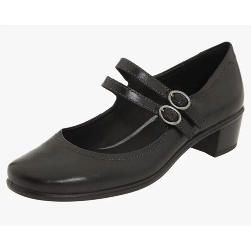 Ecco Pearl Mary Jane Black Leather Block Heel‎ Women’s Size 40 (EU) / US 9